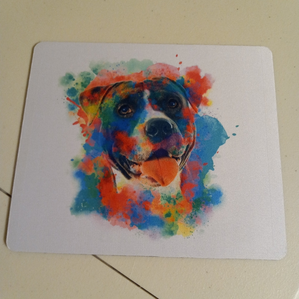 Hand Crafted Colorful Pitbull Mouse Pad